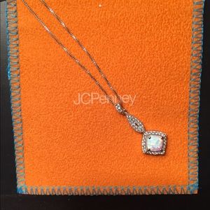 NIB Lab Opal, Sterling Silver Pendant Necklace